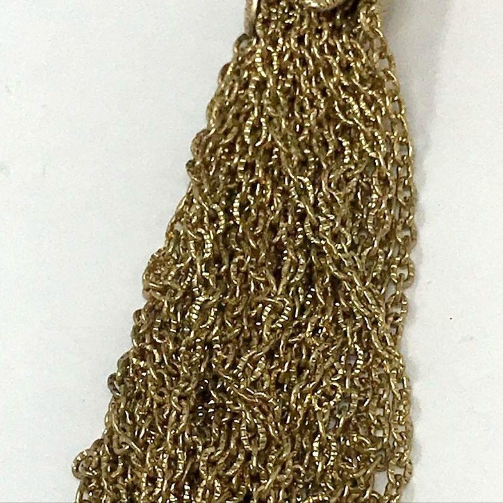 Vintage John Wind Gray Quartz Lariat Necklace Gold Tassel Excellent! - Picture 3 of 6